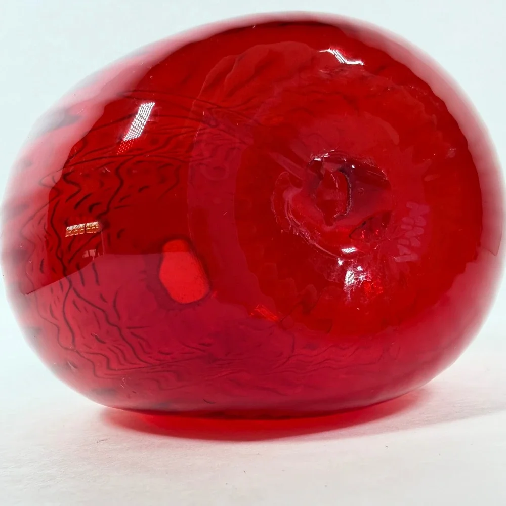 Vintage MMA Ruby Red Glass Daisy button Small Flask Vase Metropolitan Museum Art